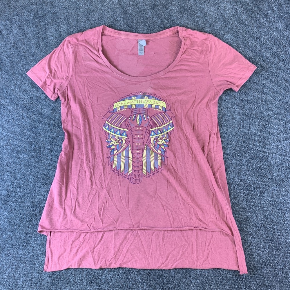 Next Level Apparel T-Shirt Women Medium Pink Elephant Mandala Print High Low Hem